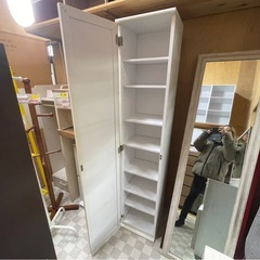 【リサイクルサービス八光】幅35　ミラー付きストッカー（ホワイト）の画像