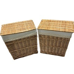 蓋付き収納バスケット　レース　収納ボックス　玩具箱　北欧　籠　収納カゴの画像