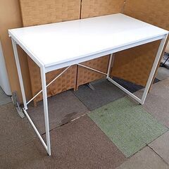 札幌【シンプルで簡易的なデスク 幅98cm】アイアンフレーム ホワイト 白 ワークデスク フリーデスク 机 北20条店の画像
