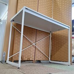 札幌【シンプルで簡易的なデスク 幅98cm】アイアンフレーム ホワイト 白 ワークデスク フリーデスク 机 北20条店の画像