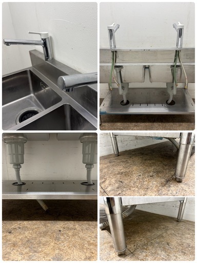 マルゼンMARUZEN業務用ステンレス2層シンク流し台蛇口付き