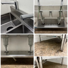 マルゼン　MARUZEN　業務用　ステンレス　2層シンク流し台　蛇口付き　W１２００ｘD６００ｘH８００ｍｍの画像
