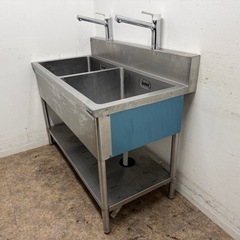 マルゼン　MARUZEN　業務用　ステンレス　2層シンク流し台　蛇口付き　W１２００ｘD６００ｘH８００ｍｍの画像