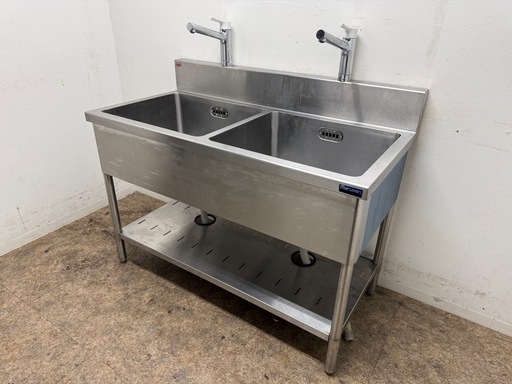 マルゼンMARUZEN業務用ステンレス2層シンク流し台蛇口付き