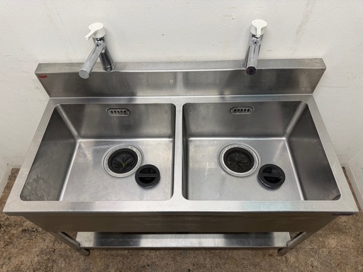 マルゼン　MARUZEN　業務用　ステンレス　2層シンク流し台　蛇口付き　W１２００ｘD６００ｘH８００ｍｍ マルゼンMARUZEN業務用ステンレス2層シンク流し台蛇口付き