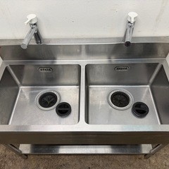 マルゼン　MARUZEN　業務用　ステンレス　2層シンク流し台　蛇口付き　W１２００ｘD６００ｘH８００ｍｍの画像