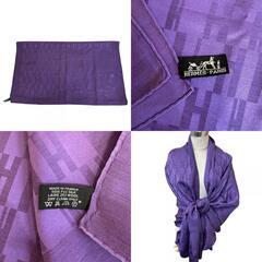 エルメス HERMES スカーフ H総柄 パープルの画像