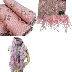 ルイヴィトン LOUIS VUITTON マフラー エシャルプ ロゴマニア M70466 ゴールドの画像