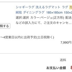 【最終値下げです】カーペット ラグ ラグマット　シャギー 185×185の画像