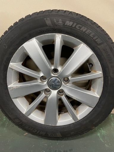 VW フォルクスワーゲン 205/55R16 ゴルフ6 純正 6.5J +50 PCD112 5穴 5k0601025S ガリ傷有り バリ溝オールシーズンタイヤ