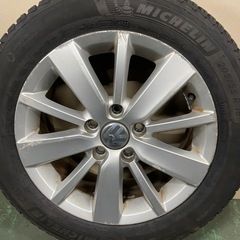 VW フォルクスワーゲン 205/55R16 ゴルフ6 純正 6.5J +50 PCD112 5穴 5k0601025S ガリ傷有り バリ溝スタッドレスタイヤの画像
