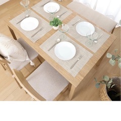 不二貿易 ダイニングテーブル 4人用 4点セット 木製 幅110×奥行70×高さ72cm ベージュ マリー 52361の画像