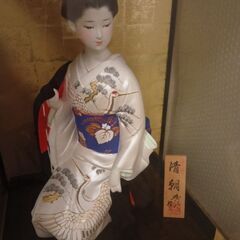 博多人形　清朝　美人物　ガラスケース入りの画像