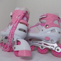 【未使用品】ローラースケート　インラインスケート　女の子向け　ピンク　サイズ調整式　Lサイズ３９～４２　サイズ調整式（24.5cm～26cmぐらい）　【非対面取引です】の画像