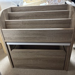 状態綺麗です！スマート・アイ(smart-i) 本棚 【 絵本 ラック 3点セット】 子供用 収納 ミニデスク付き スリム runit (ヴィンテージオーク／ホワイト)の画像