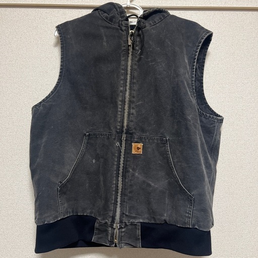 ✸00's✸カーハート✸ダック地✸ベスト✸ブラック✸アメリカ製✸キルティング✸ Carhartt カーハート ダック地 ワークベスト メンズXL相当 古着