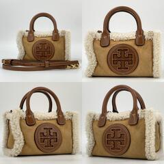 極美品 Tory Burch トリーバーチ エラ シアリング 2way ハンドバッグ ショルダーバッグ クロスボディ ムートン レザー 本革 ブラウン 茶系 レディースの画像