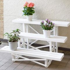 フラワースタンド 3段 ひな型 W900×D560×H545㎜ グリーンバル ホワイト 未使用品の画像