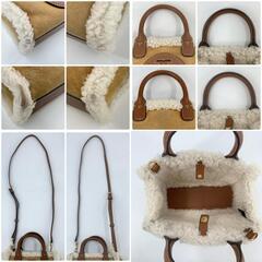 極美品 Tory Burch トリーバーチ エラ シアリング 2way ハンドバッグ ショルダーバッグ クロスボディ ムートン レザー 本革 ブラウン 茶系 レディースの画像