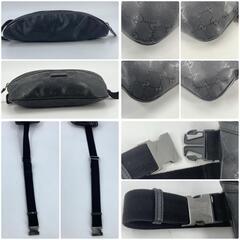 GUCCI グッチ GGインプリメ ボディバッグ 斜めがけ ウエストポーチ ヒップバッグ PVC レザー コーティングキャンバス  ブラック 黒 シルバー金具 メンズ 233269の画像
