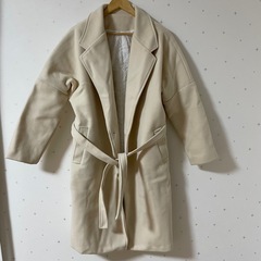 【メンズ】ベルト付き ロングコート ホワイト S 着回し抜群の画像