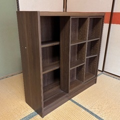 スライド式本棚（ダークブラウン）の画像