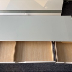 【収納付き】オフィステーブル(ガラスデスク)の画像