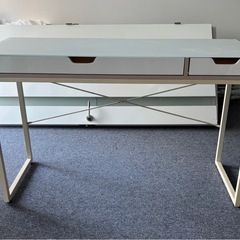 【収納付き】オフィステーブル(ガラスデスク)の画像