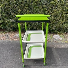 新品未使用　 キッチンワゴン　お値下げ不可　昭和レトロ　グリーン　昭和の画像