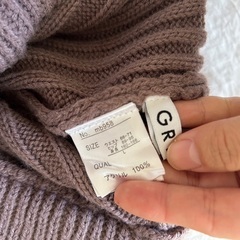 パープル　リブ編みタイトスカートの画像