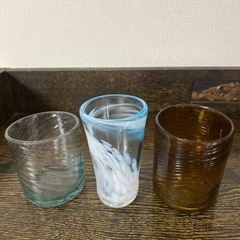 【無料】ガラスコップ３個（ハンドメイド）の画像
