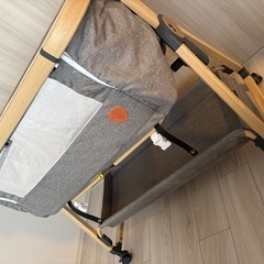 【美品】2023年購入　HZDMJベビーベッド グレーの画像