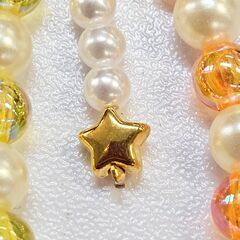 ハンドメイド パール×ビーズ キーホルダー 約11.5cm 星チャーム かわいい バッグチャームの画像