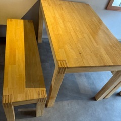 【おしゃれ】ベンチ椅子付きダイニングテーブルセットの画像