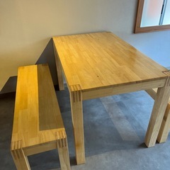 【おしゃれ】ベンチ椅子付きダイニングテーブルセットの画像