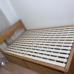 木製ベッド　無印良品　　ベッドフレーム　ベッド下収納　セミダブル　ベッド　無印良品の画像