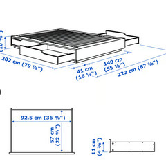 中古　ベッドフレーム 収納付き, バーチ/ホワイト, 140x200 cmの画像