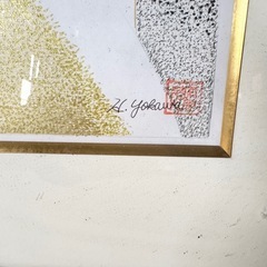 竹林と雀の日本画 額装品 サイン入り 横72×縦92cm 現地取引のみの画像