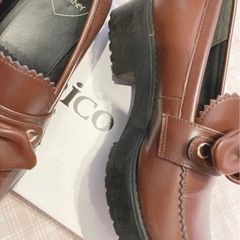 お譲り先決まりました！Heather ブラウン ローファー 厚底 リボン付き ガーリーの画像