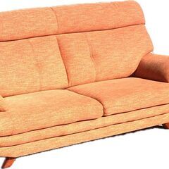 伊勢崎店【現状品】ji12-60 2人掛けソファ オットマン セット ジェム オレンジの画像