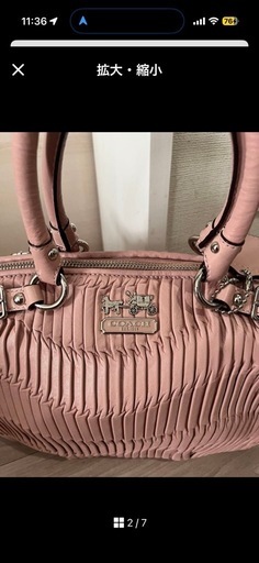 美品COACH プリーツデザイン ハンドバッグ ピンク
