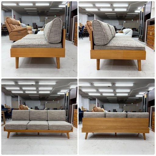 【超美品‼️】定価162,800円♪ ウニコ 180cm幅3人掛けソファ(アルベロ) オットマン付き チークカラー♪