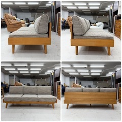 【超美品‼️】定価162,800円♪ ウニコ 180cm幅3人掛けソファ(アルベロ) オットマン付き チークカラー♪の画像