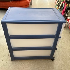 イ2512-268 IRIS 収納ケース 3段 キャスター付き ブルー キズ汚れ有りの画像