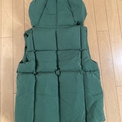 レディース／フード付きオリーブグリーンダウンベスト Lサイズの画像
