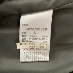 レディース／フード付きオリーブグリーンダウンベスト Lサイズの画像