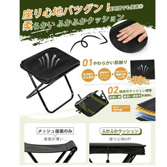 🪑🟢【新品未使用】超軽量310g 折りたたみ椅子｜コンパクト携帯チェア・耐荷重100kg｜キャンプ/釣り/運動会/観戦の画像