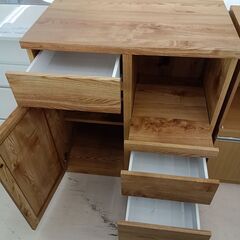 リユースのサカイ栃木店★ジモティ割あり★ 隈木工所 レンジ台 ライトブラウン W80×D46.5×H90 クリーニング済み TC12144の画像