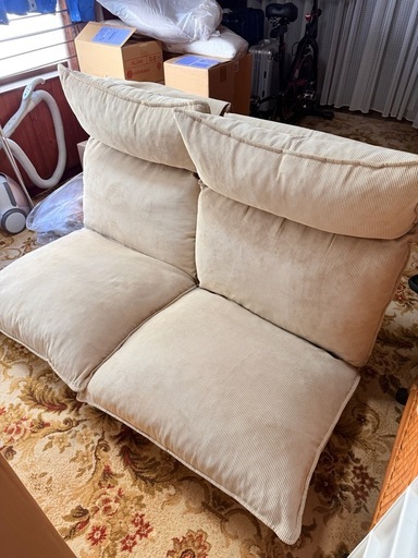 ニトリ 2人掛け布張りリクライニングローソファ(アウロス2 BE) (Yuna