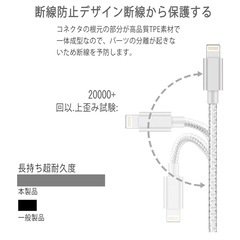 新品iPhone 充電ケーブル【MFi認証】2M 3本セット 急速 ライトニングケーブル lightningケーブル 高耐久編組ナイロン アイフォン 充電ケーブル データ転送 柔軟性の画像